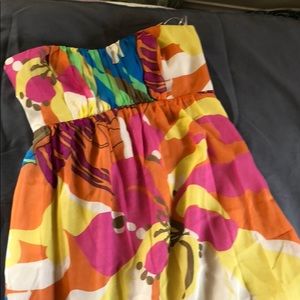 Designer! Tibi Tropical cascading strapless dress